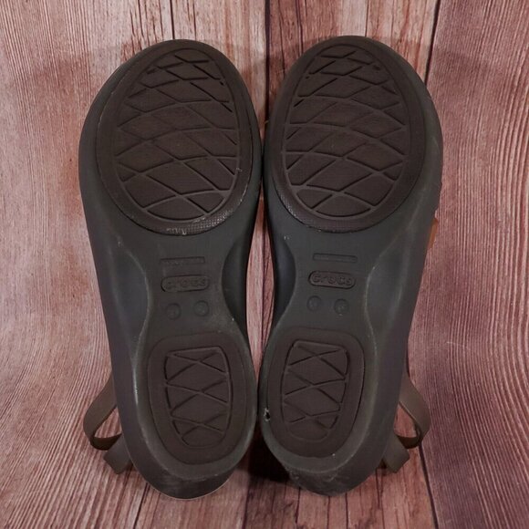 Crocs Womens Size 6 Huarache Mini Wedge Bronze Espresso Open Toe Sandals Shoes - Picture 13 of 14